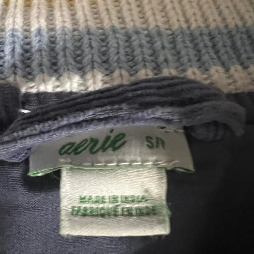 Aerie Preppy Blue Corduroy Snap Front Academia Varsity Jacket Size Small - Picture 5 of 10
